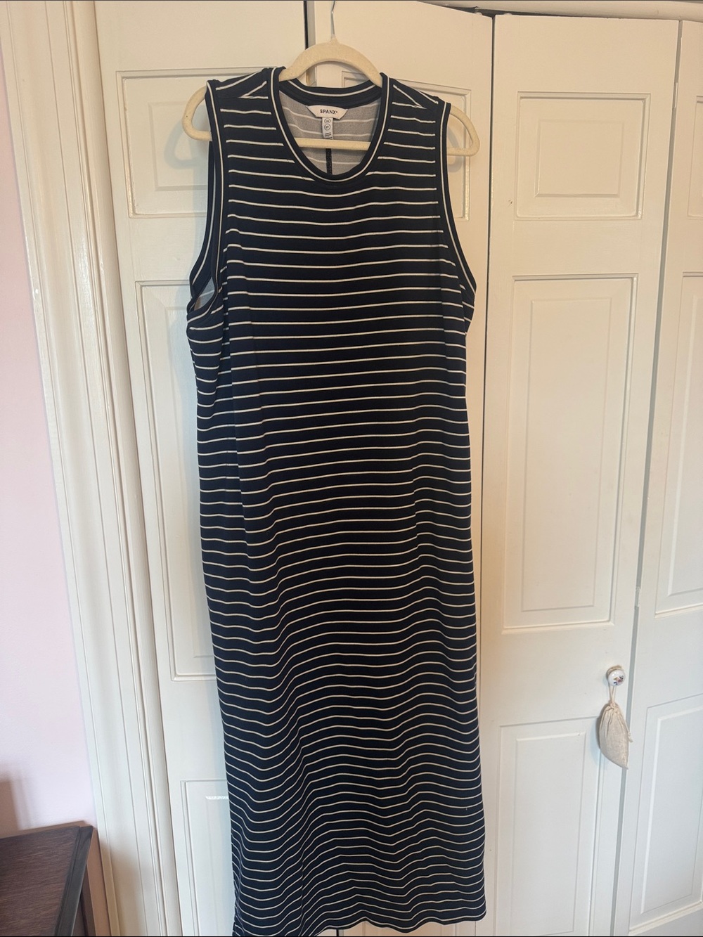 Spanx Air Essentials Navy & White Striped Sleeveless Maxi Dress- 2X